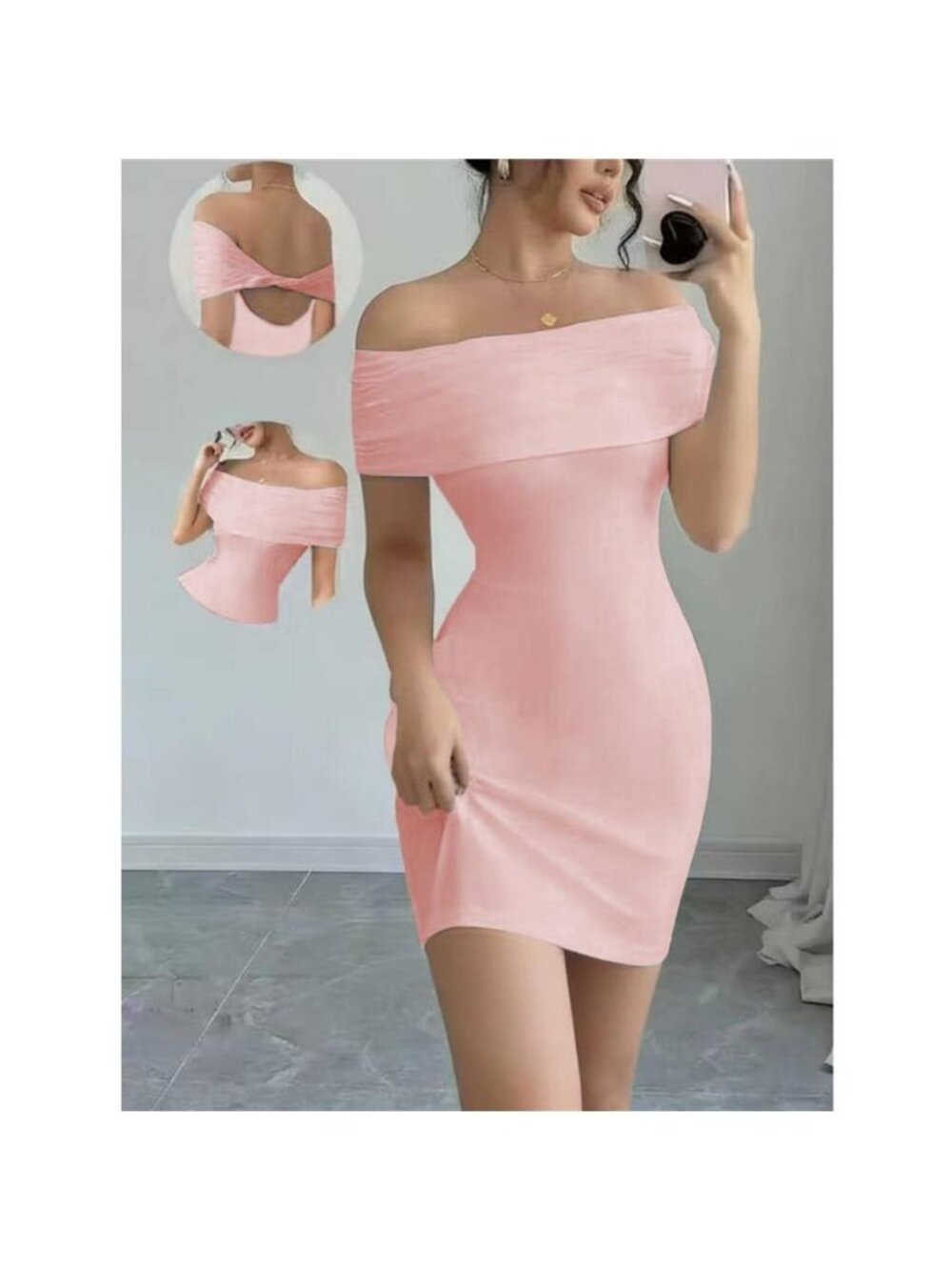 Off-Shoulder Bodycon Mini Dress - Picture 7 of 8